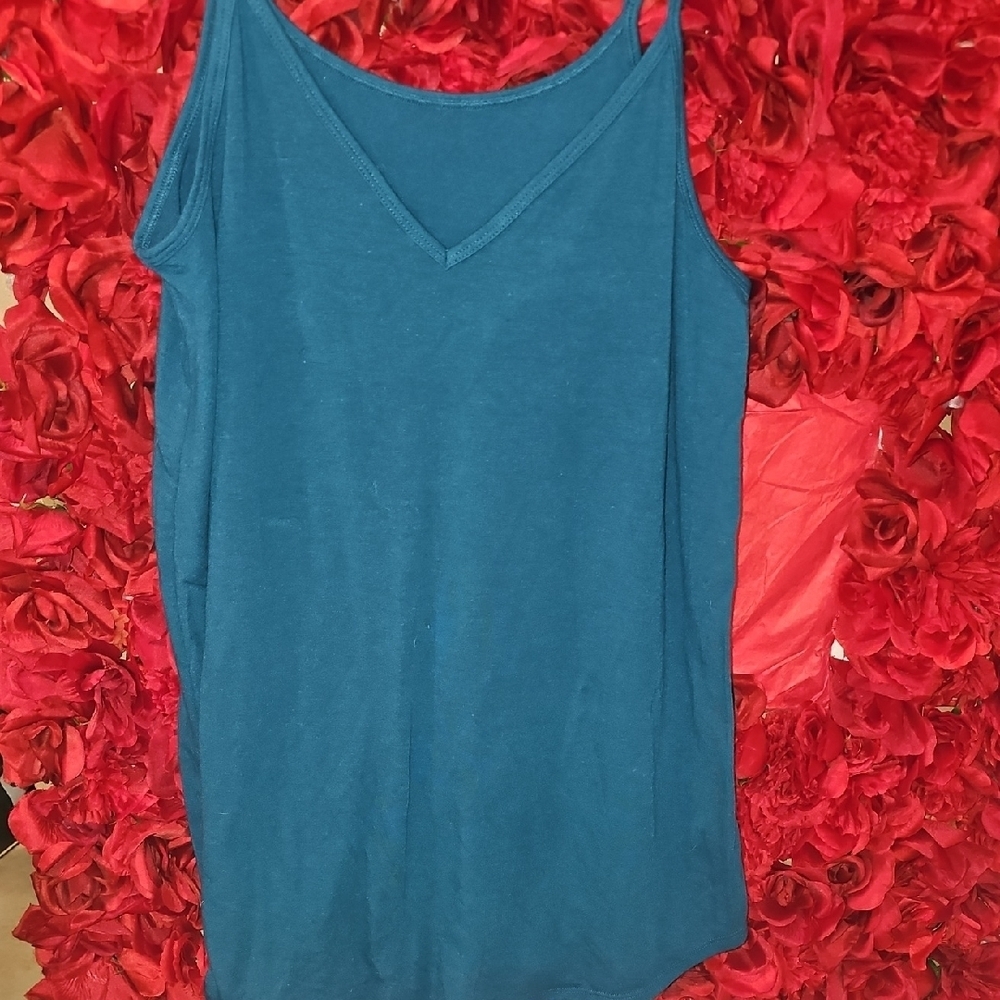 Zenana Outfitters Deep Teal Flowy Tank Top Size Large